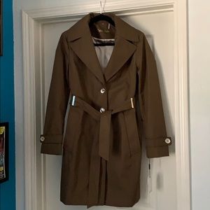 Calvin Klein trench coat tan olive green